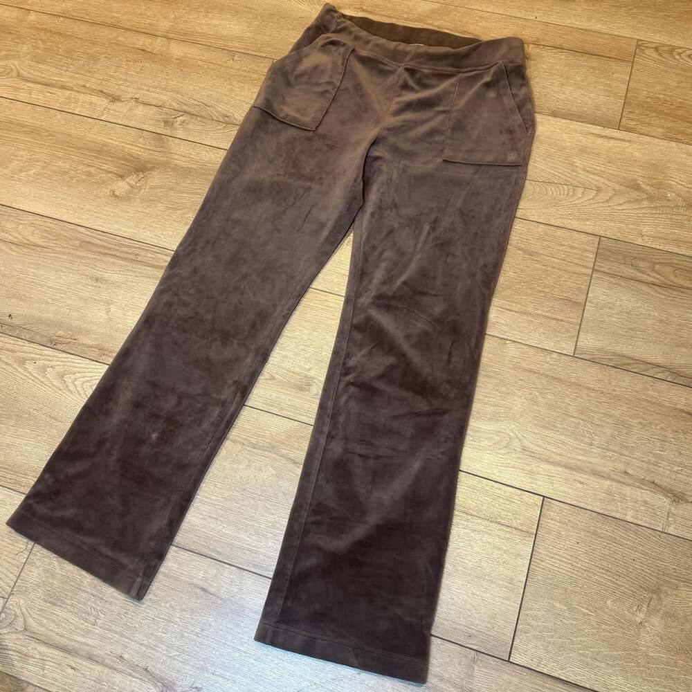 Juicy Couture Velour Pants Size M Brown Straight Leg Y2K
